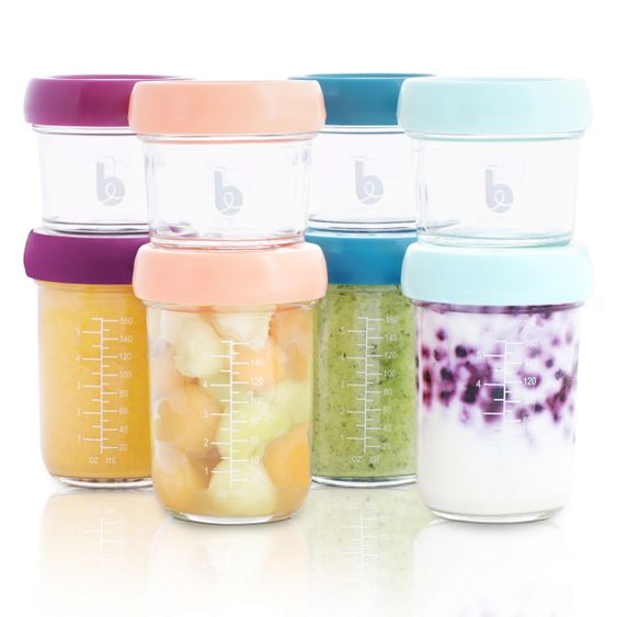 Babymoov Set da 12 pezzi per la preparazione di alimenti per bambini Nutribaby+ XL con 8 biberon in vetro + 2 cucchiai in silicone + 1 piatto per la cena