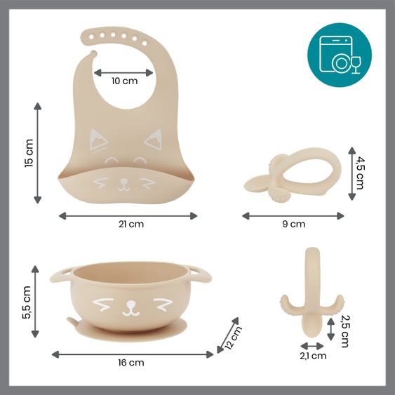 Babymoov Set di stoviglie in silicone da 3 pezzi First'ISY - Fox