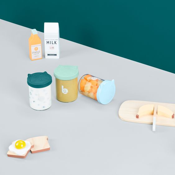 Babymoov Nutribaby, macchina per la pappa in vetro + contenitore GRATUITO Confezione da 6 ciotole ISY in vetro - Green Forest