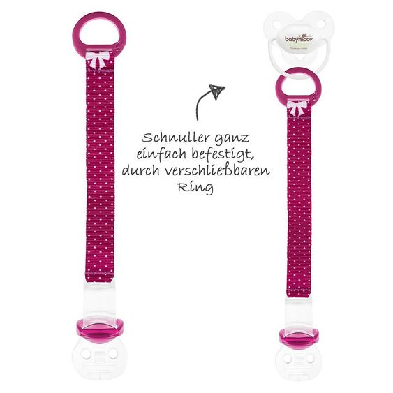 Babymoov Schnullerkette - Punkte Pink