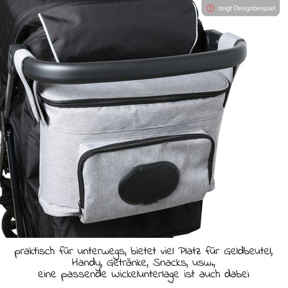 Babyruf Kinderwagen-Organizer BO 300 mit Schultergurt & Wickelunterlage - Grey