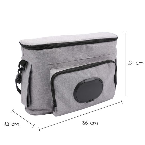 Babyruf Kinderwagen-Organizer BO 300 mit Schultergurt & Wickelunterlage - Grey