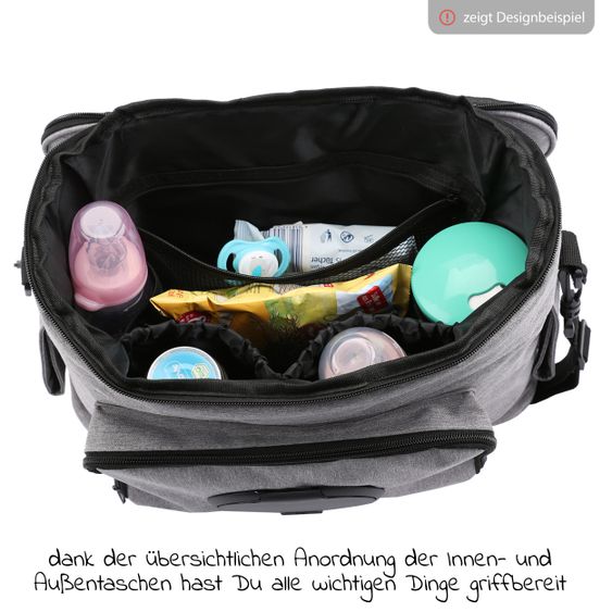 Babyruf Kinderwagen-Organizer BO 300 mit Schultergurt & Wickelunterlage - Grey