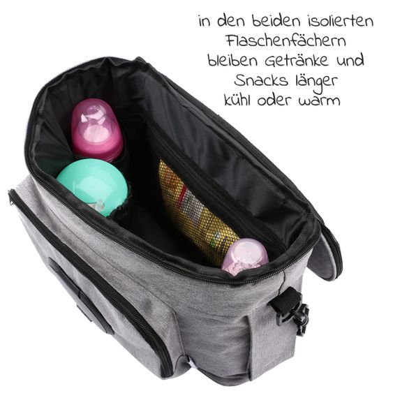 Babyruf Kinderwagen-Organizer BO 300 mit Schultergurt & Wickelunterlage - Grey