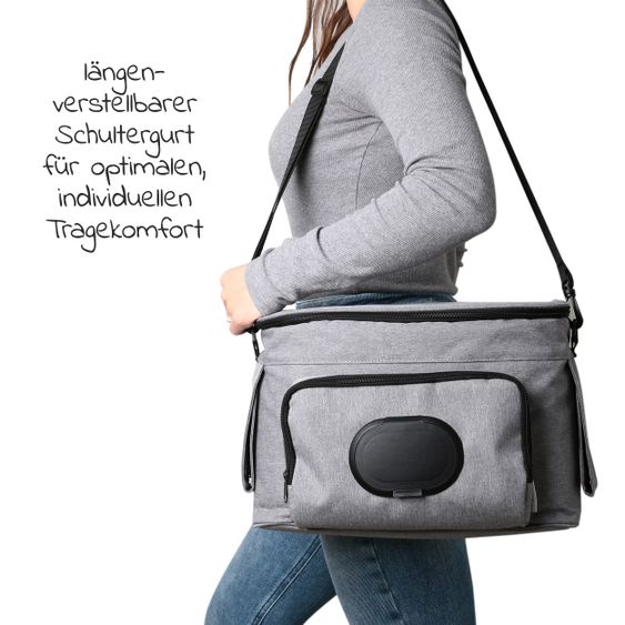 Babyruf Kinderwagen-Organizer BO 300 mit Schultergurt & Wickelunterlage - Grey