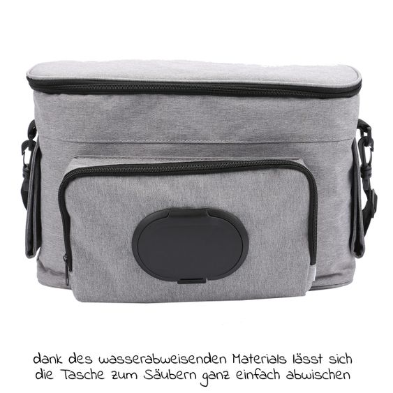 Babyruf Kinderwagen-Organizer BO 300 mit Schultergurt & Wickelunterlage - Grey