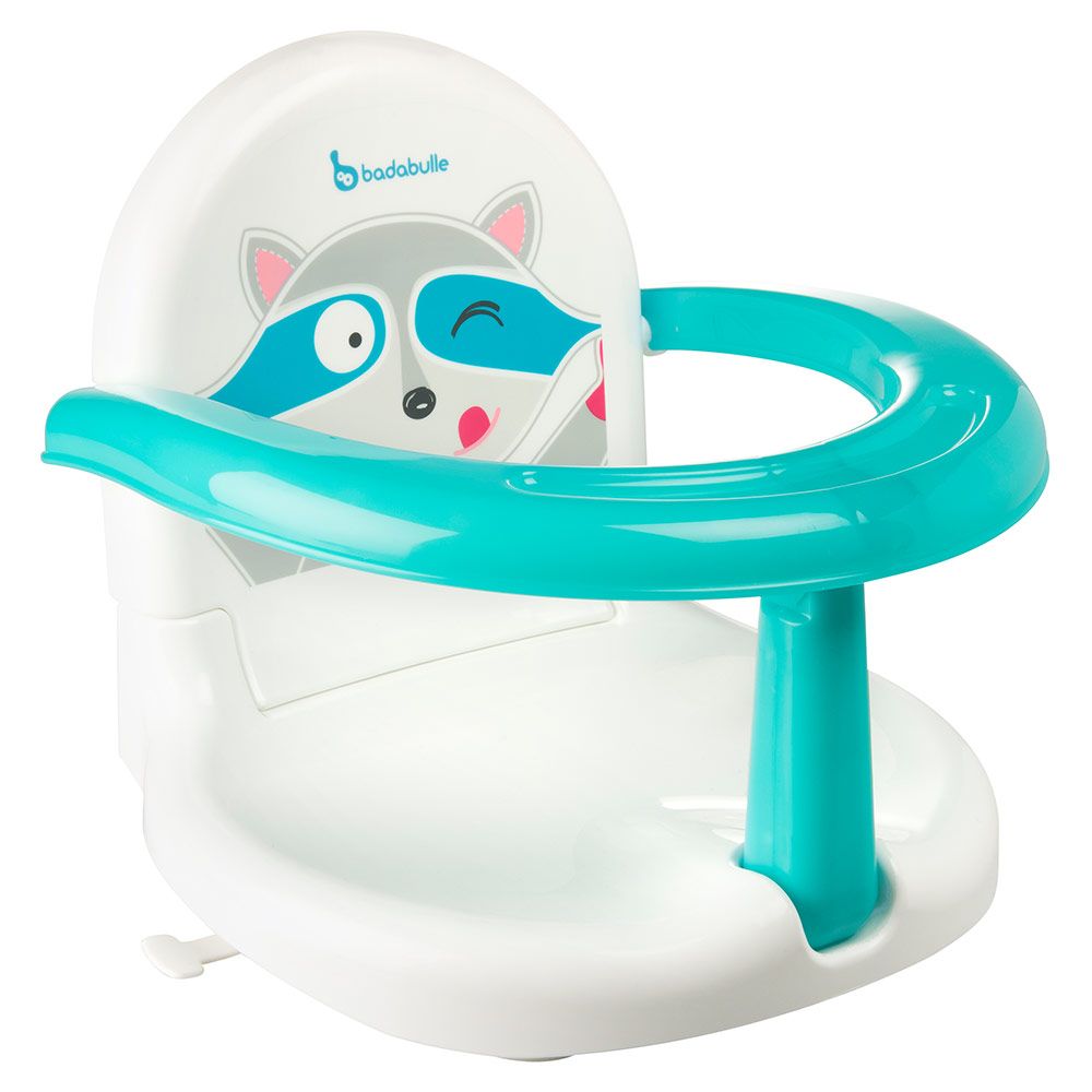 Badabulle Baby-Badesitz faltbar - Waschbär - Weiß Blau