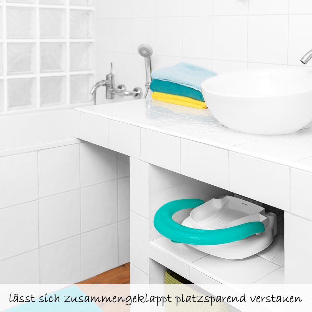 Badabulle Baby-Badesitz faltbar - Waschbär - Weiß Blau