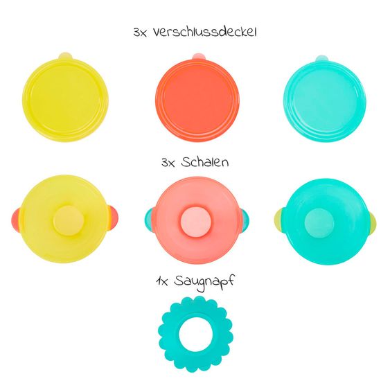 Badabulle Breischale 3er Pack mit Deckel & Saugnapf