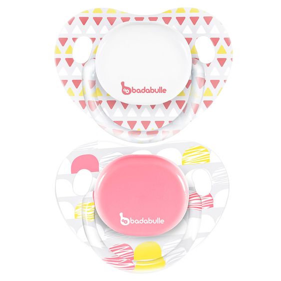 Badabulle Schnuller 2er Pack Silikon 0-6 M - Drawing Lines - Rosa