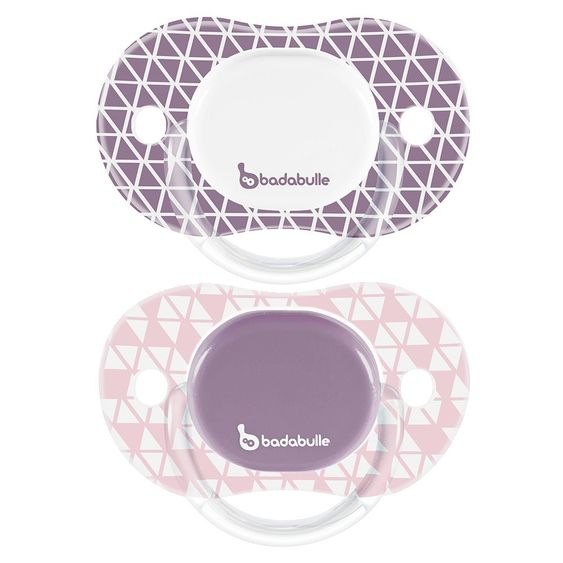 Badabulle Schnuller 2er Pack Silikon 12-36 M - Graphic Lines - Lila Rosa