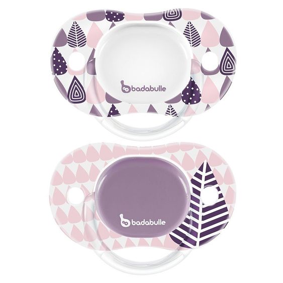 Badabulle Schnuller 2er Pack Silikon 6-12 M - Trees - Lila Rosa