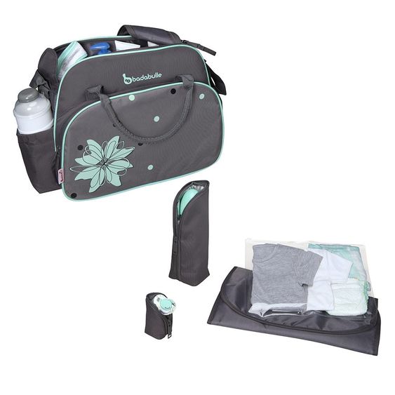 Badabulle Wickeltasche Vintage - Grau Türkis
