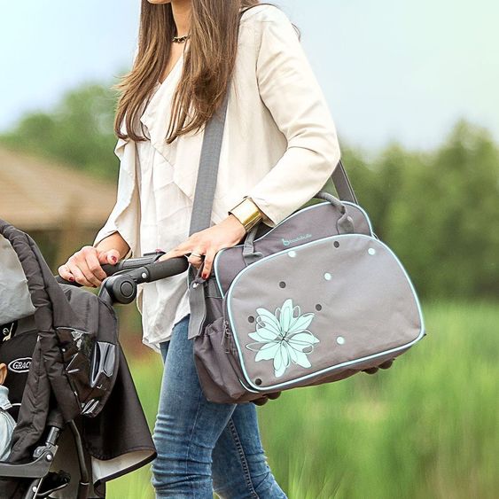 Badabulle Wickeltasche Vintage - Grau Türkis