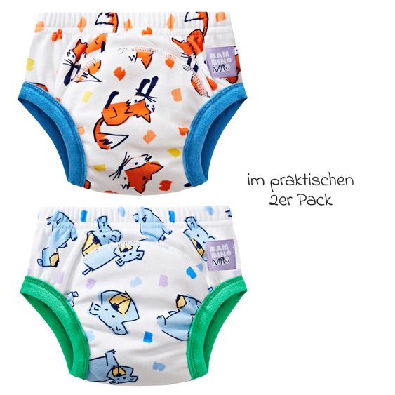 Bambino Mio Töpfchen-Trainingshose 2er Pack - Revolutionäre wiederverwendbare Windelhose - Knurr & Wuschel - Gr. 2-3 Jahre
