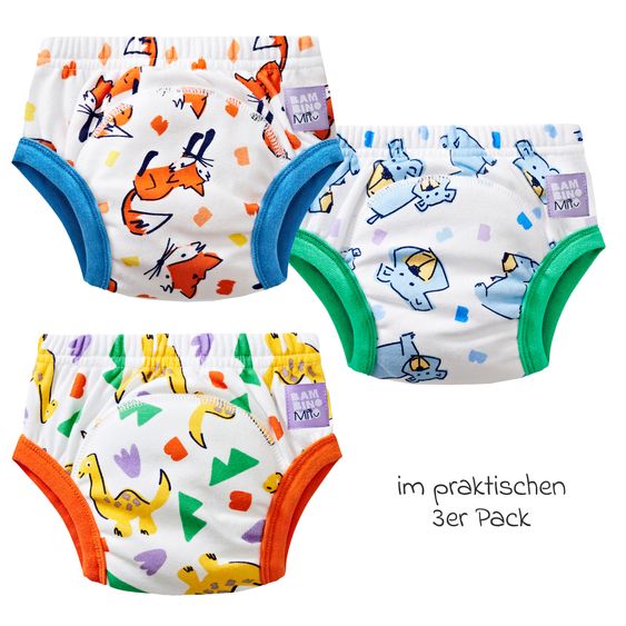 Bambino Mio Töpfchen-Trainingshose 3er Pack - Revolutionäre wiederverwendbare Windelhose - Knurr, Wuschel & Krach - Gr. 2-3 Jahre