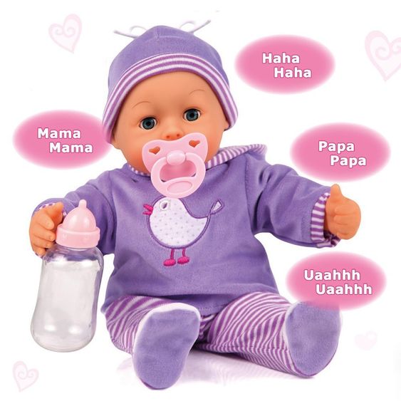 Bayer Design Puppe First Words 38 cm - mit 24 Funktionen - Lila