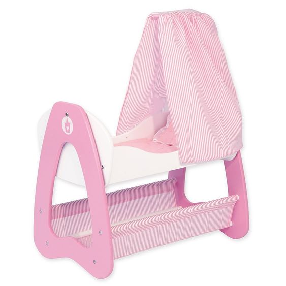 Bayer Design Culla a pendolo per bambole Mondo Principesco - Rosa Bianca