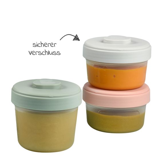 Beaba 26-tlg. Set Aufbewahrungsbehälter mit Löffel 90 + 150 + 250 ml - Eucalyptus