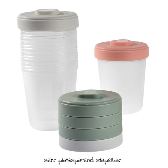 Beaba 26-tlg. Set Aufbewahrungsbehälter mit Löffel 90 + 150 + 250 ml - Eucalyptus