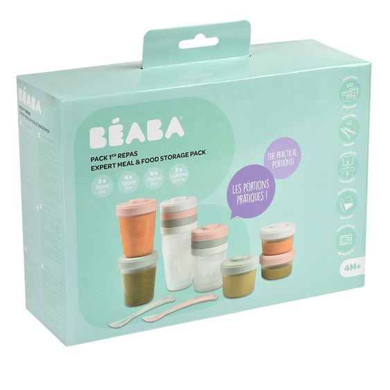 Beaba 26-tlg. Set Aufbewahrungsbehälter mit Löffel 90 + 150 + 250 ml - Eucalyptus