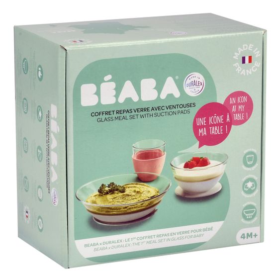 Beaba 3-tlg. Glas-Geschirr-Set - Eukalyptus