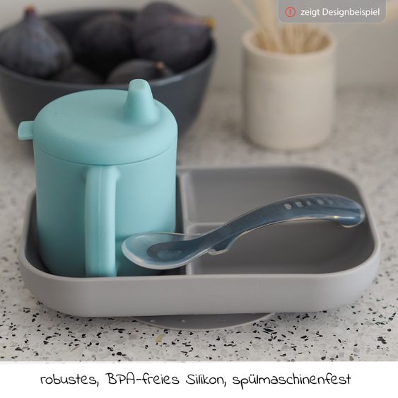 Beaba Set di 3 pezzi in silicone per imparare a mangiare - Blu