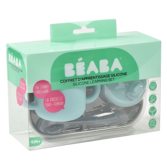 Beaba Set di 3 pezzi in silicone per imparare a mangiare - Blu