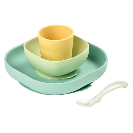 Beaba 4 pcs Silicone Tableware Set - Yellow