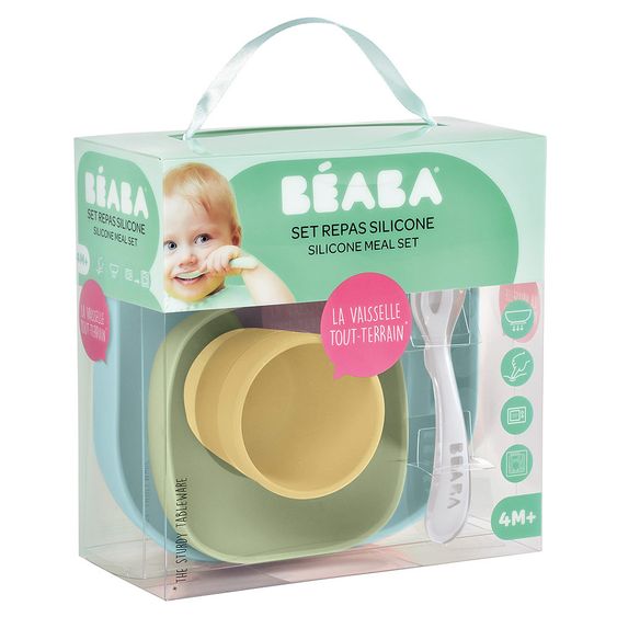 Beaba Set di stoviglie in silicone da 4 pezzi - Giallo