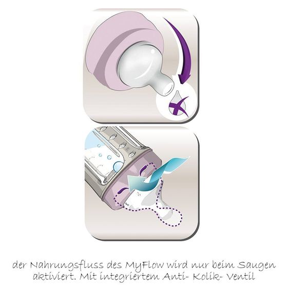Beaba Baby bottle Biboz Gipsy Purple 210 ml - silicone Gr.1 variable