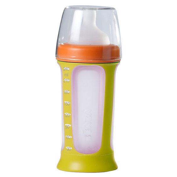 Beaba Babyflasche Biboz Gipsy Orange 210 ml - Silikon Gr.1 variabel