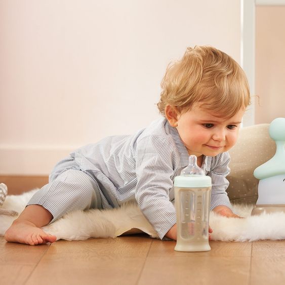 Beaba Baby bottle Biboz pastel blue 210 ml - silicone Gr.1 variable