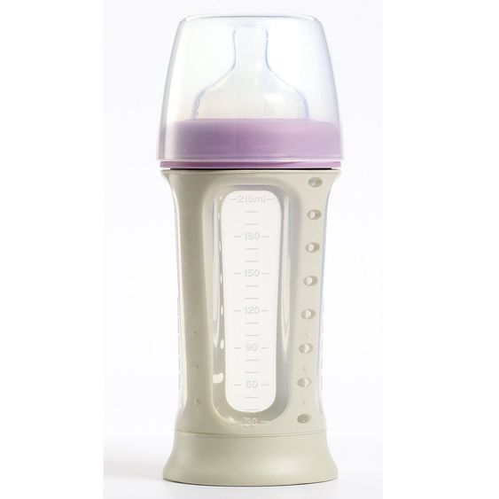 Beaba Baby bottle Biboz pastel pink 210 ml - silicone Gr.1 variable