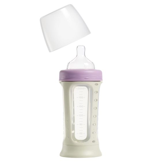 Beaba Baby bottle Biboz pastel pink 210 ml - silicone Gr.1 variable