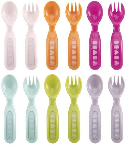 Beaba Ergonomic soft cutlery with container - versch. Colors