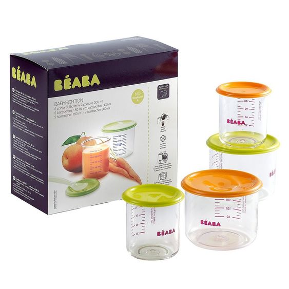 Beaba Set di contenitori per alimenti Baby- Portion e Maxi- Portion da 4 pezzi - Gibsy
