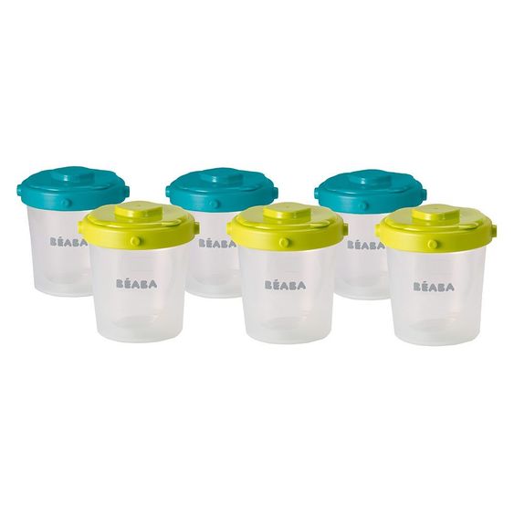 Beaba Stacking Portion Cups - Pack of 6 200 ml - Neon Blue