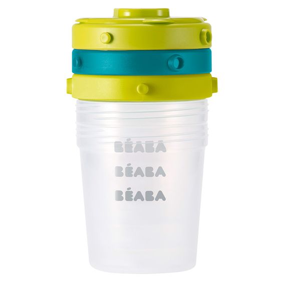 Beaba Portionsbecher zum Stapeln - 6er Pack 200 ml - Neon Blau