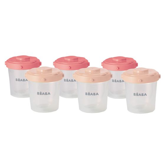 Beaba Bicchieri da portata impilabili - Confezione da 6 bicchieri da 200 ml - Rosa