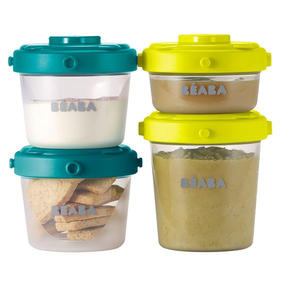 Beaba Portionsbecher zum Stapeln - 6er Pack 60 ml & 120 ml - Neon Blau