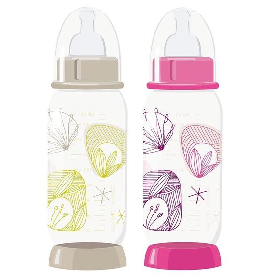 Beaba PP- Babyflasche Floral Pink oder Taupe 260 ml - Silikon Gr.1 Tee