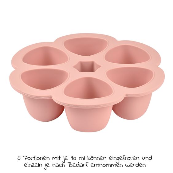 Beaba Silikon-Gefrierform Multiportions Blume 6 x 90 ml - Old Pink