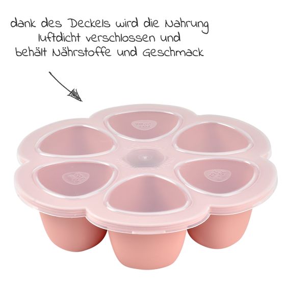 Beaba Silikon-Gefrierform Multiportions Blume 6 x 90 ml - Old Pink