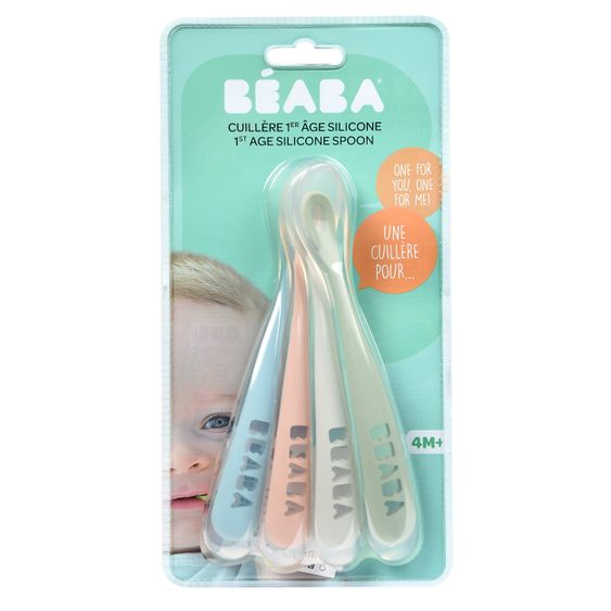 Beaba Silicone Spoon 4 Pack First Meal - Eucalyptus