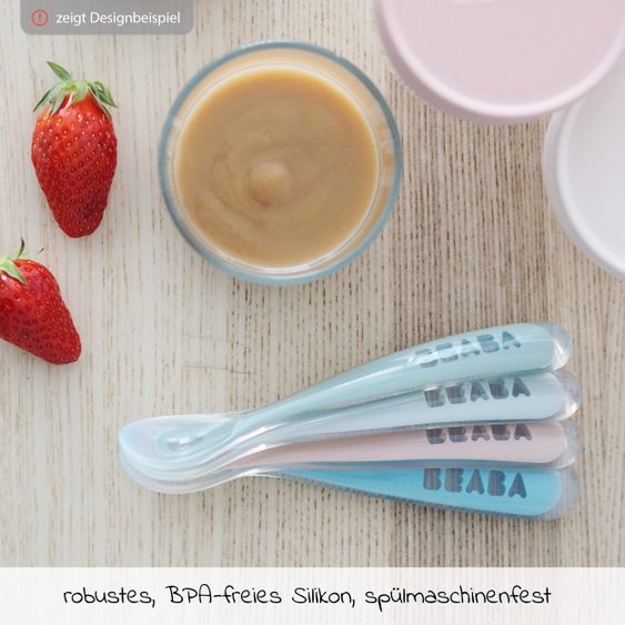 Beaba Silicone Spoon 4 Pack First Meal - Eucalyptus