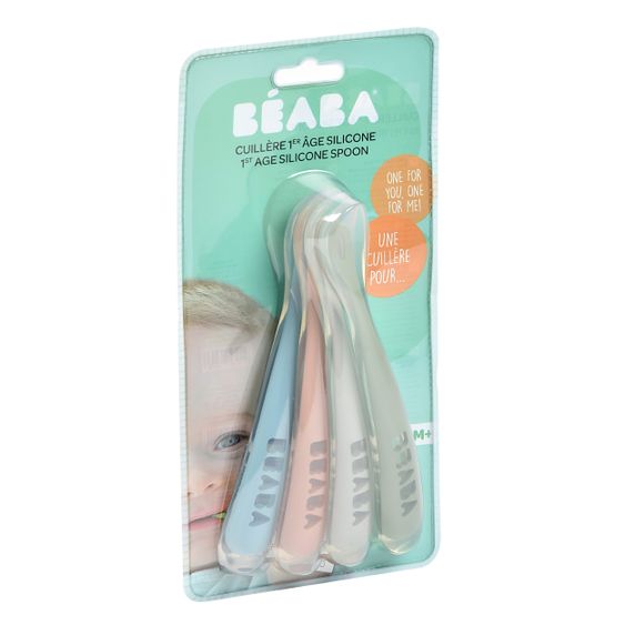 Beaba Silicone Spoon 4 Pack First Meal - Eucalyptus