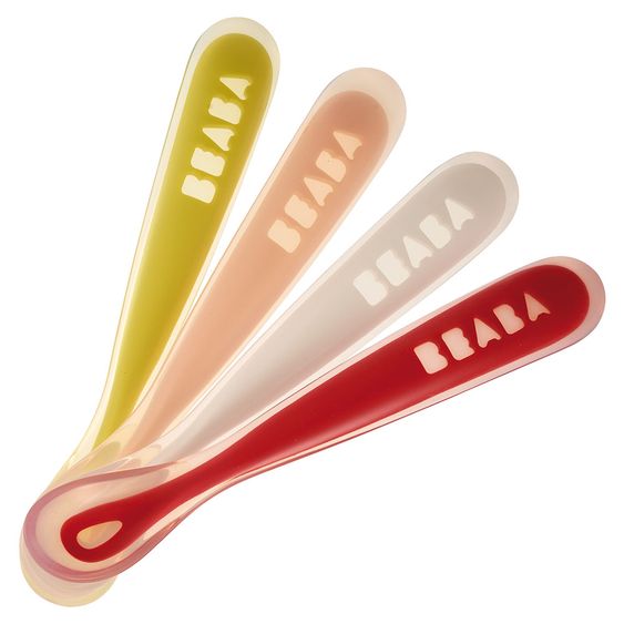 Beaba Silikon-Löffel 4er Pack Erste Mahlzeit - Rainbow Red