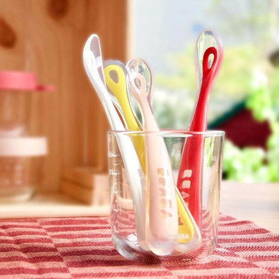 Beaba Silikon-Löffel 4er Pack Erste Mahlzeit - Rainbow Red