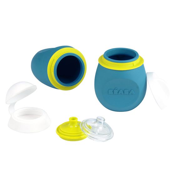 Beaba Silikon-Quetschbeutel & Snackbox 2in1 BabySqueez 180 ml - Neon Blau